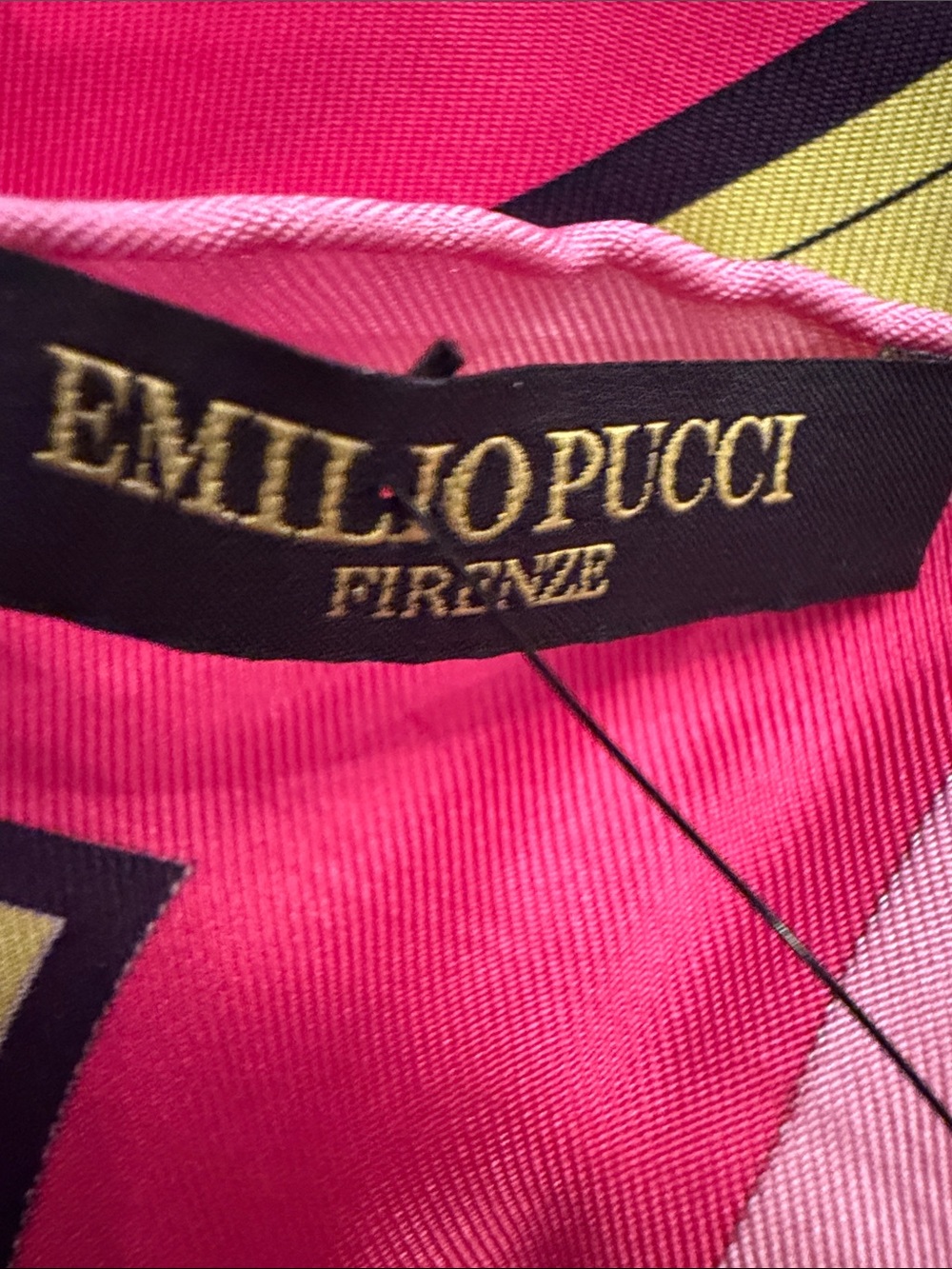 Emilio Pucci Vibrant Pink, Black & Yellow Silk Scarf.
Pristine Condition. 22" - Picture 2 of 2